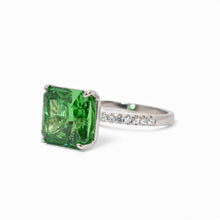 Ice Stone Emerald Coloured Cushion Cut Ring