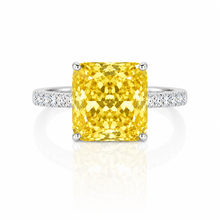 Ice Stone Yellow Coloured Cushion Cut Ring