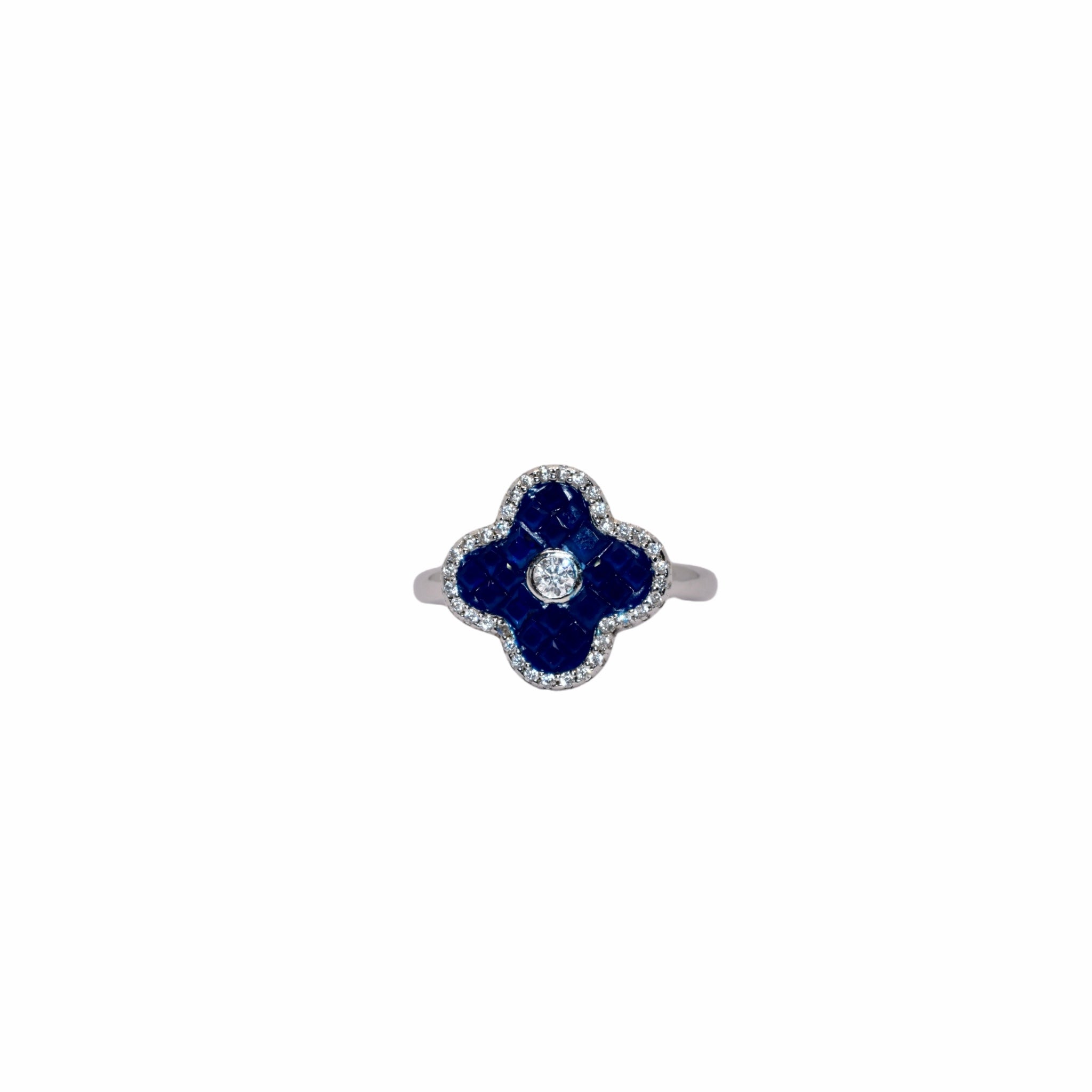 Sapphire Coloured Clover Ring