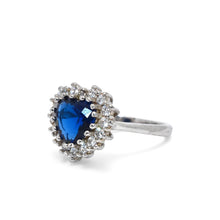Sapphire Coloured Heart Shape Ring