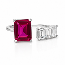 Ruby Coloured Emerald Cut Ring