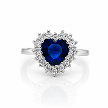 Sapphire Coloured Heart Shape Ring