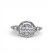 Halo Oval Shape Baguette Ring