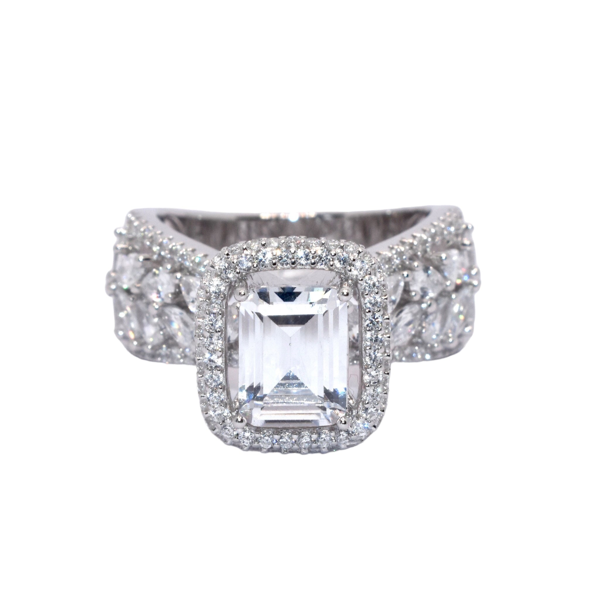 Halo Emerald Cut Ring