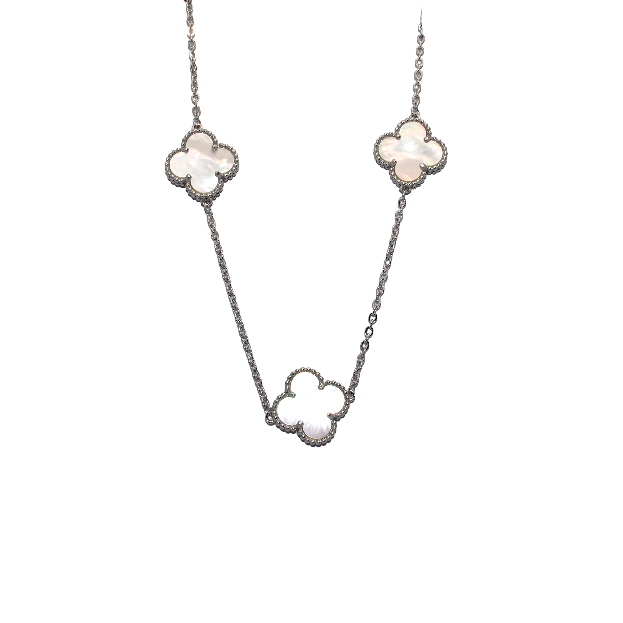 Tri White Clover Necklace