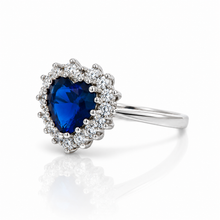 Sapphire Coloured Heart Shape Ring