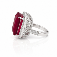Ruby Coloured Emerald Cut Ring