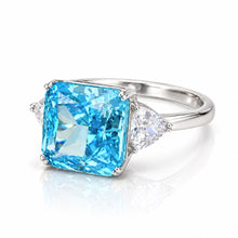 Light Aquamarine Coloured Cushion Cut Ring
