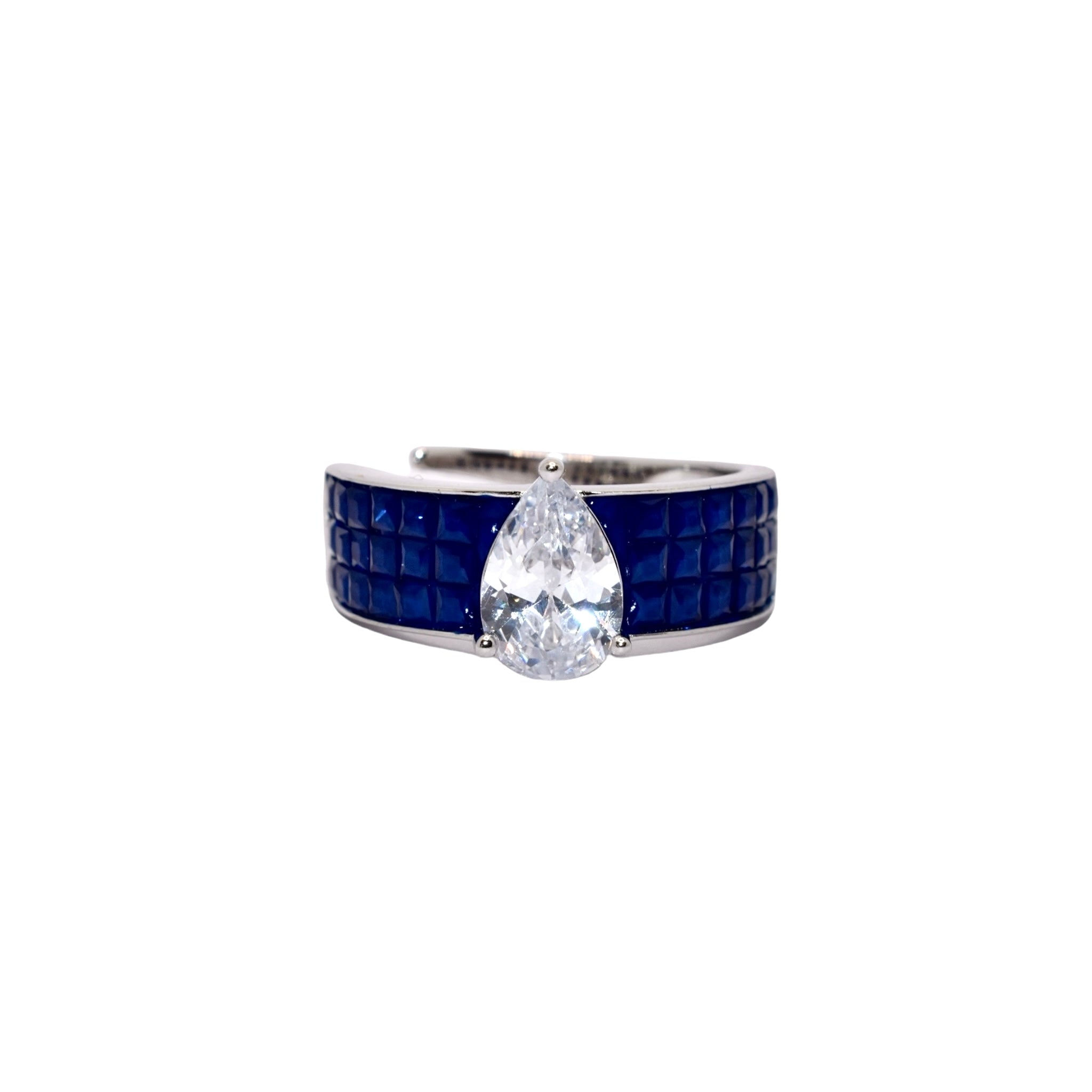 Sapphire Coloured Pear Shape Ring