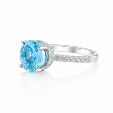 Aquamarine Coloured Ice Stone Solitaire Ring