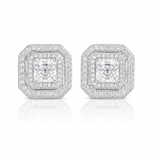 Dual Halo Cushion Cut Studs