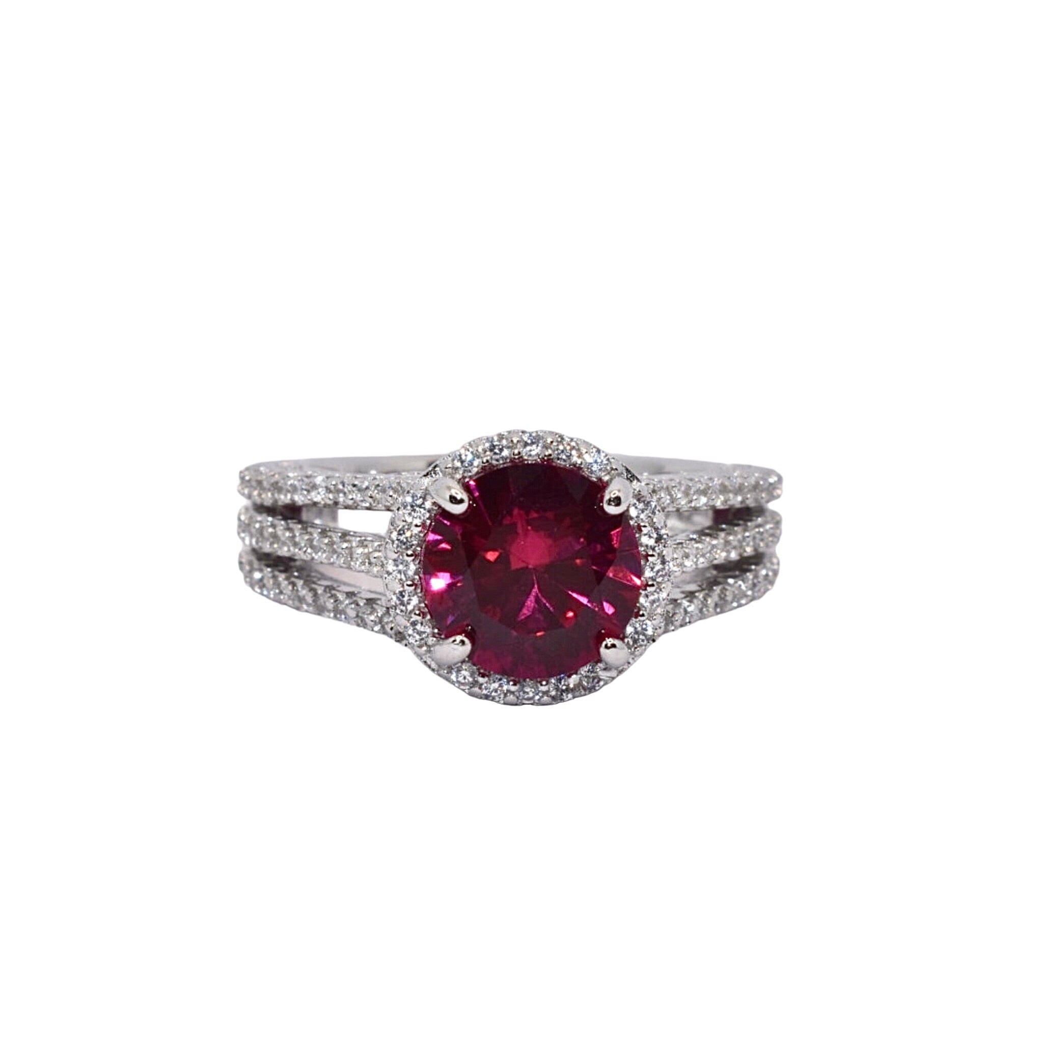 Halo Ruby Coloured Ring