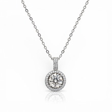 Halo Solitaire Moissanite Chain Pendant