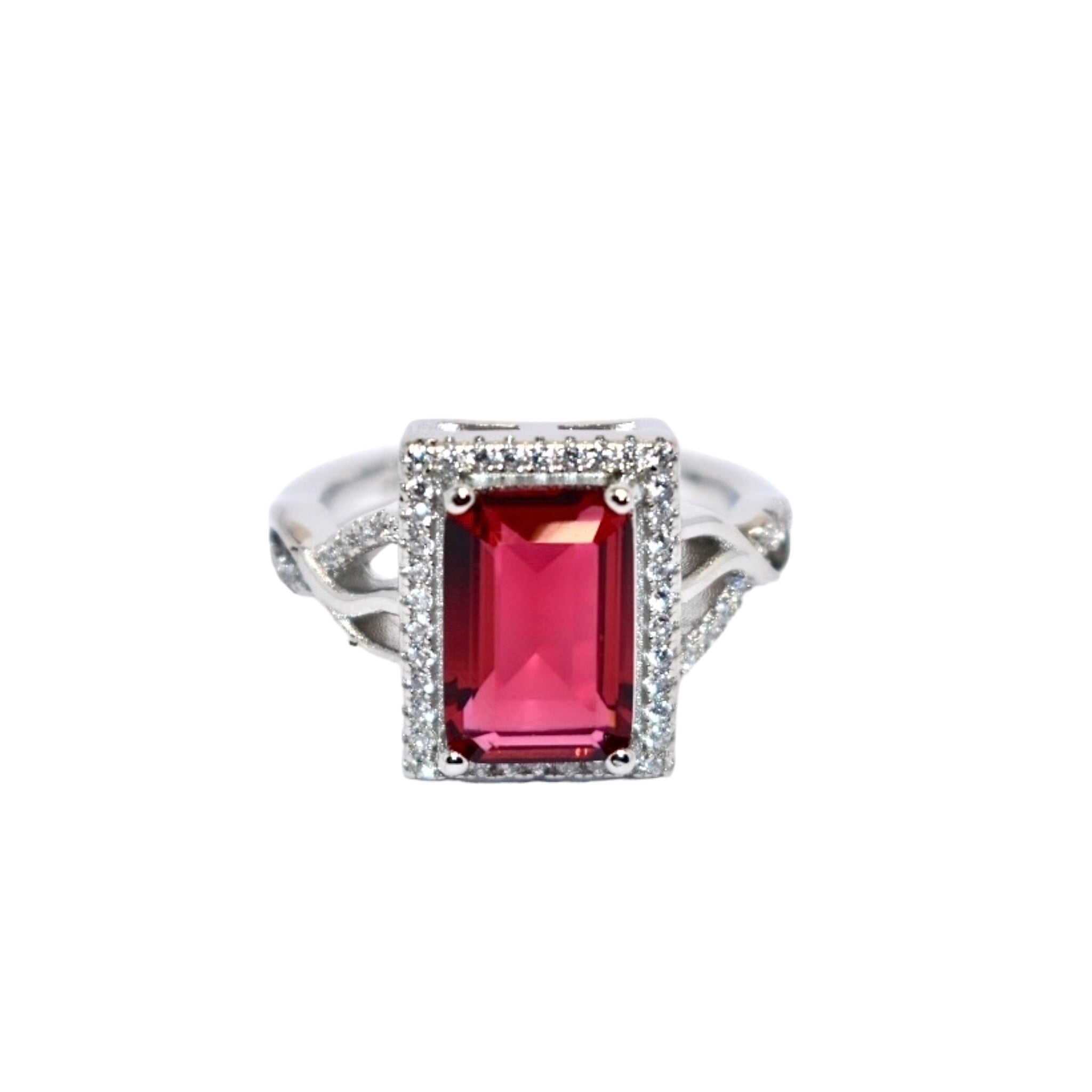 Halo Ruby Coloured Ring