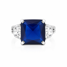 Sapphire Coloured Cushion Cut Ring