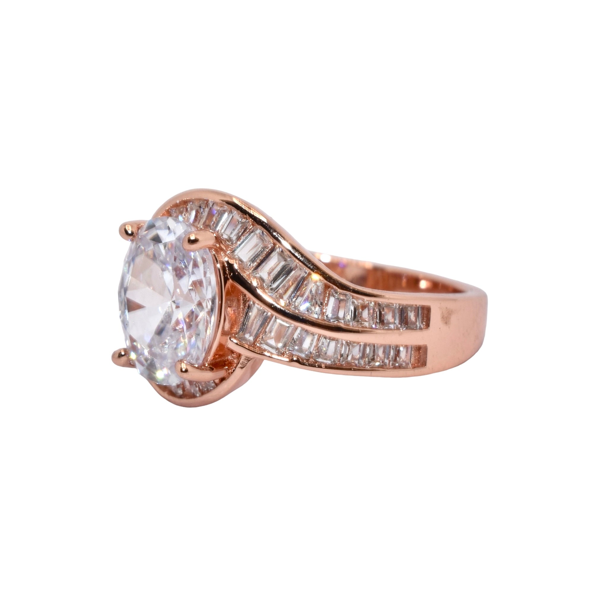 Rose Gold Baguette Oval Shape Ring