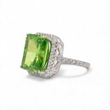 Halo Emerald Cut Dark Pariba Coloured Ice Stone Ring