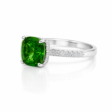 Ice Stone Emerald Coloured Cushion Cut Ring