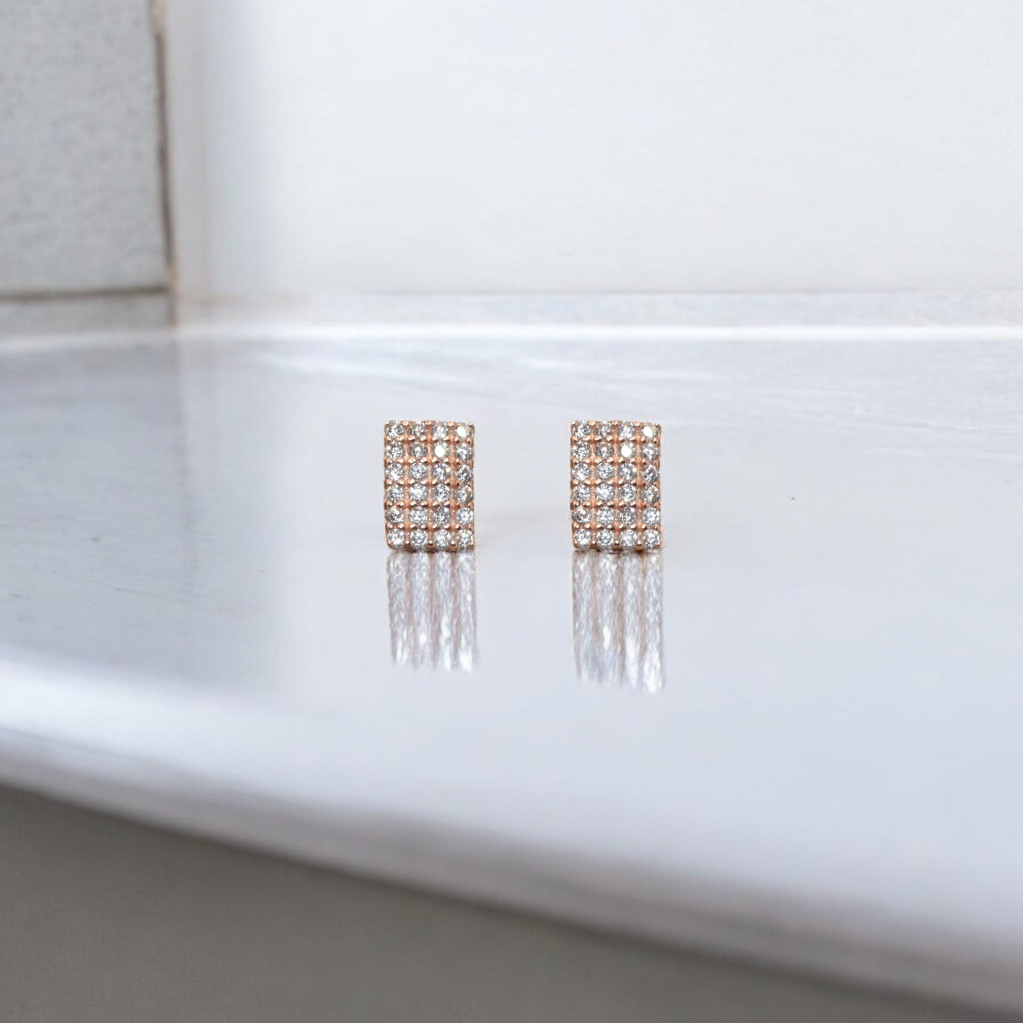 Rose Gold Emerald Cut Studs