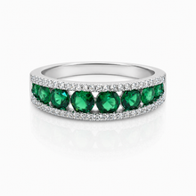Emerald Coloured Half Band Ring