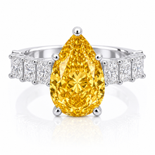 Yellow Coloured Ice Cut Pear Shape Ring