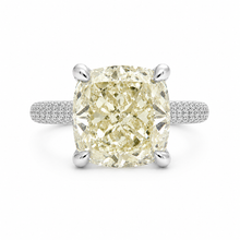 Yellow Coloured Cushion Cut Ring