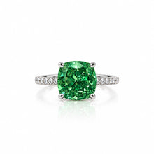 Light Emerald Coloured Cushion Cut Ring