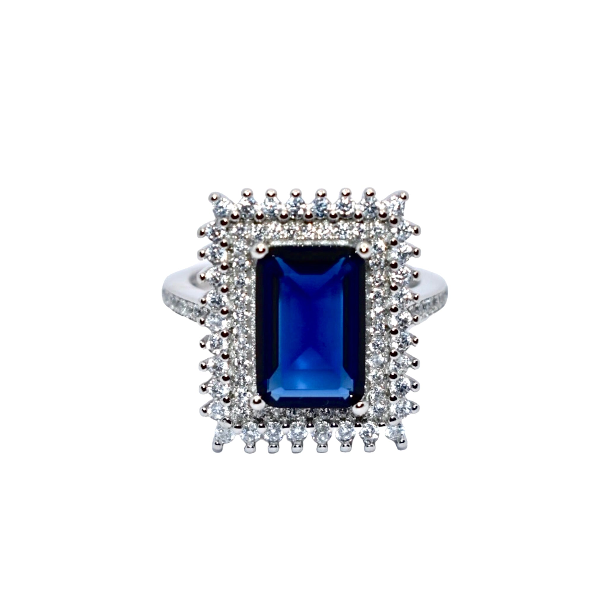 Halo Sapphire Coloured Stone Ring