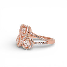 Rose Gold Halo Solitaire Emerald Cut Ring