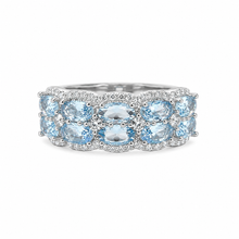 Aquamarine Coloured Half Band Ring