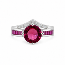Ruby Coloured Solitaire Baguette Ring