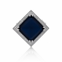 Sapphire Coloured Cushion Cut Cocktail Ring