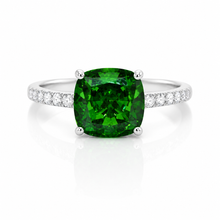 Ice Stone Emerald Coloured Cushion Cut Ring