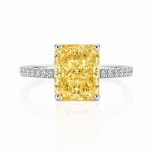 Yellow Coloured Emerald Cut Ring