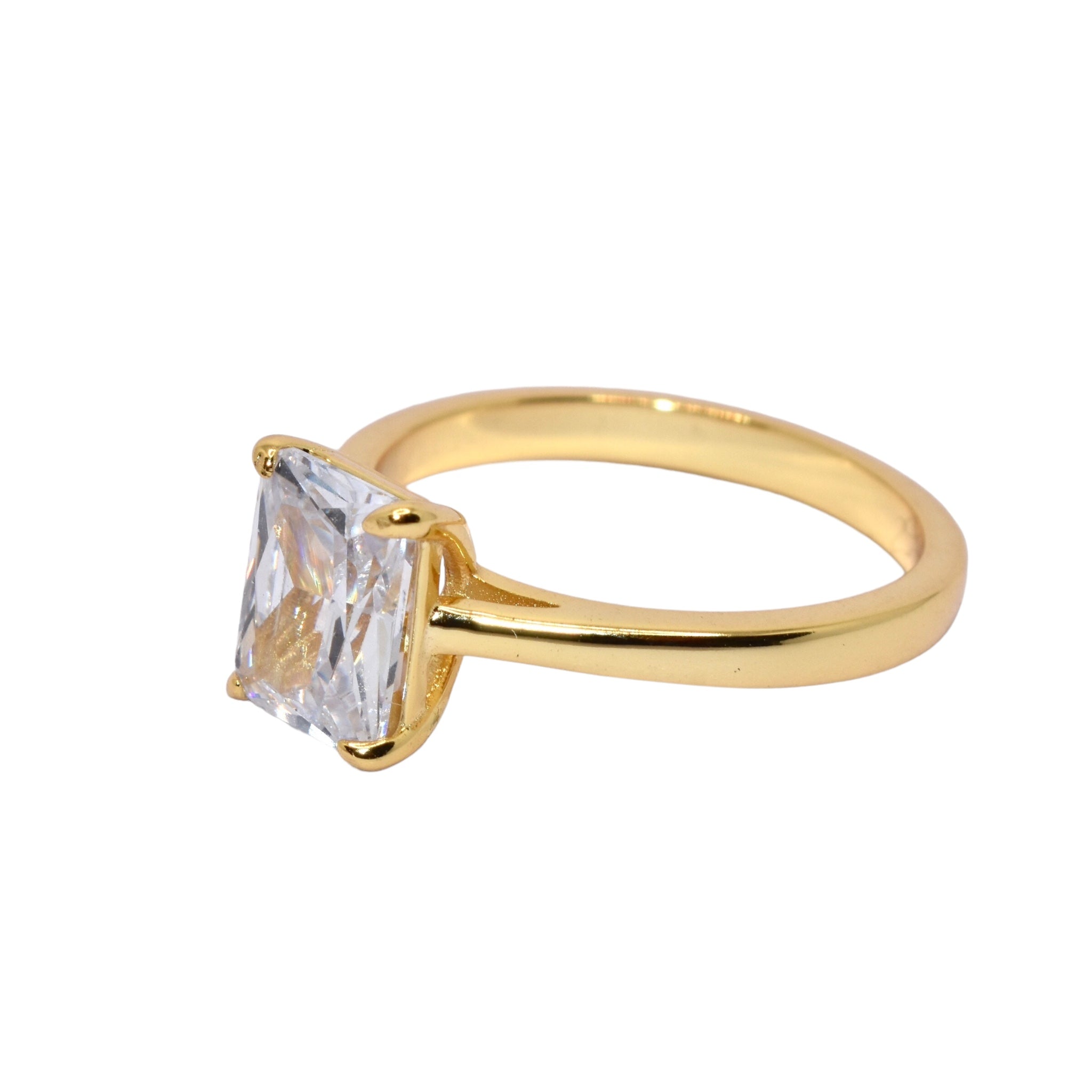 Gold Plated Emerald Cut Ring