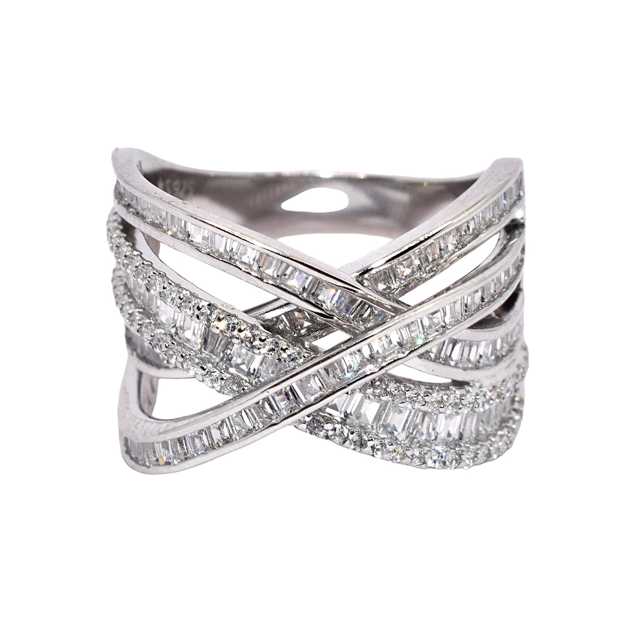 Criss Cross Baguette Cocktail Ring