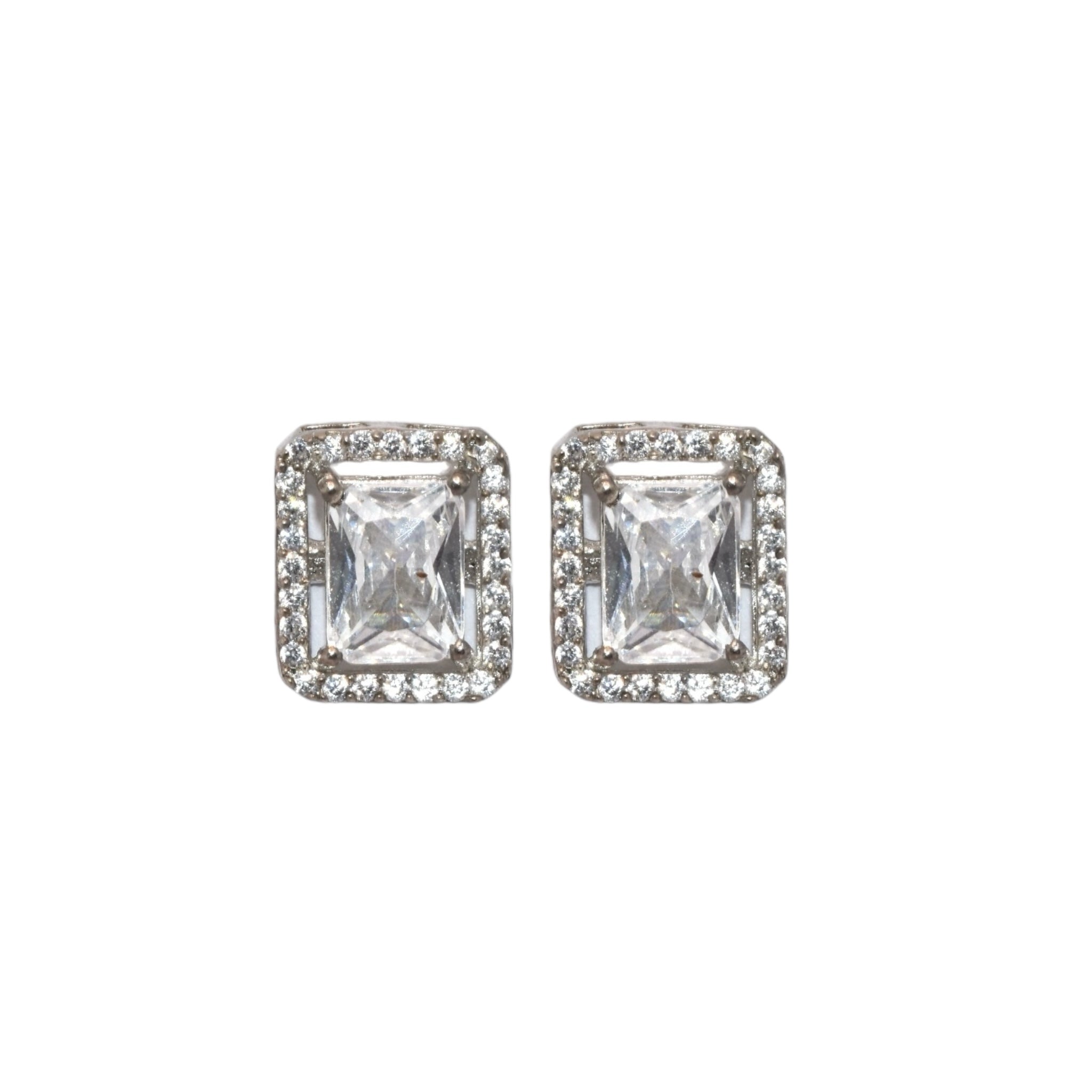 Halo Emerald Cut Studs