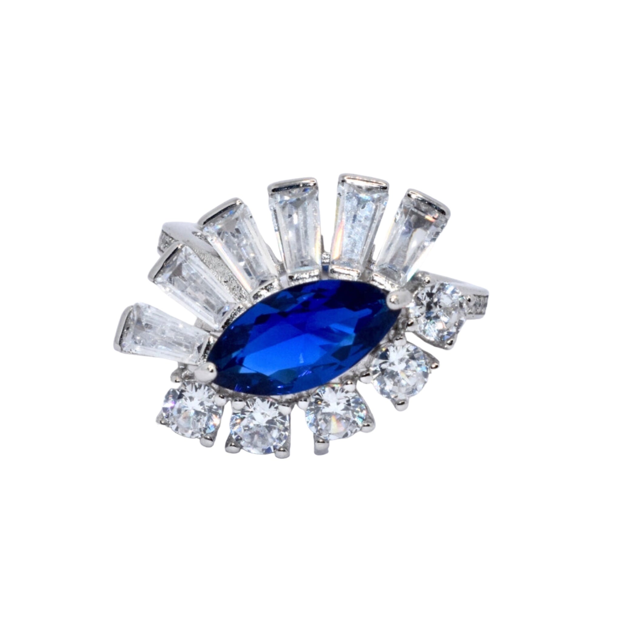 Sapphire Coloured Marquise Shape Ring