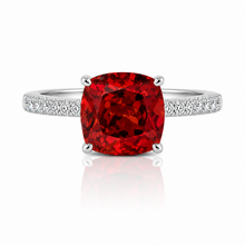 Ruby Coloured Ice Stone Cushion Cut Ring