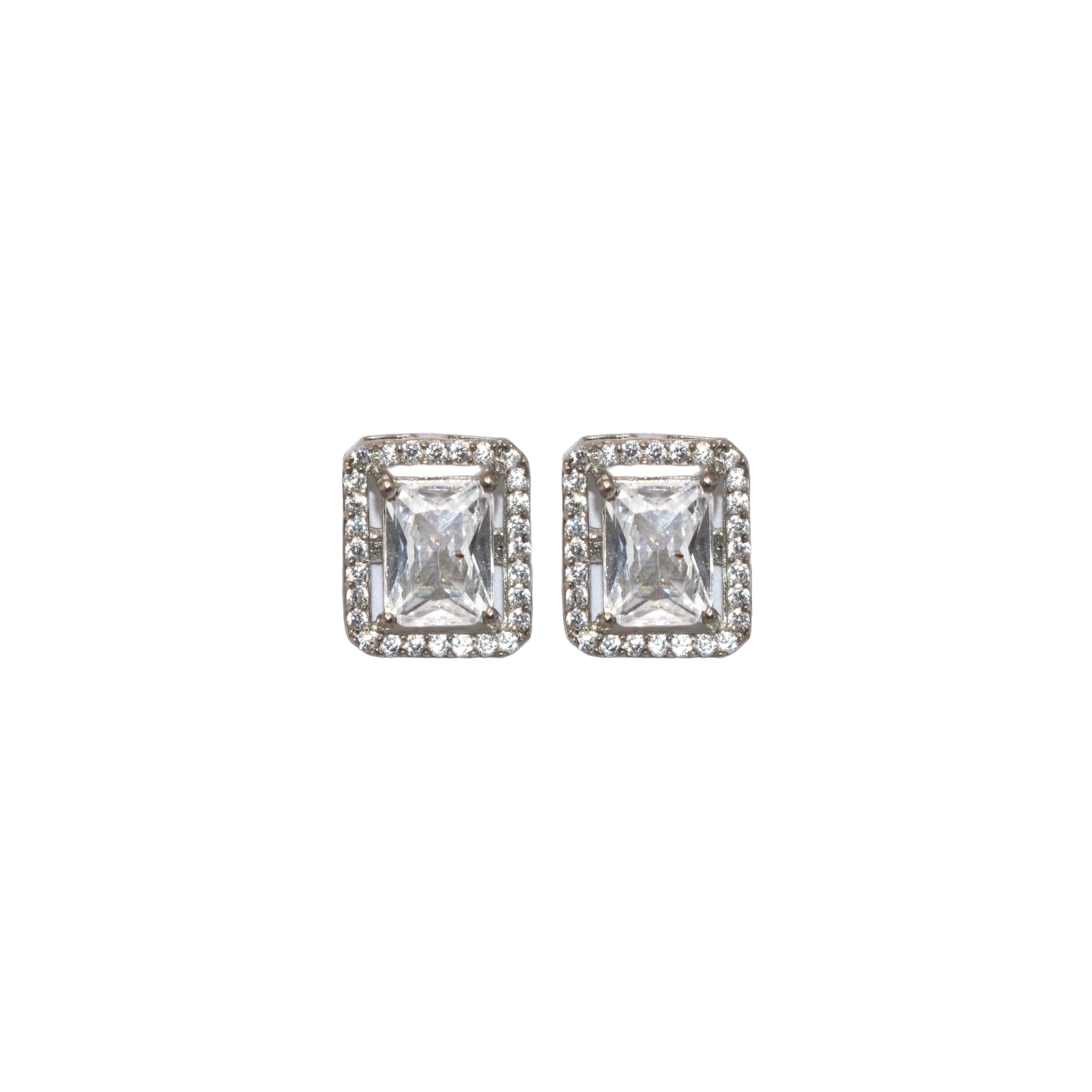 Halo Emerald Cut Studs