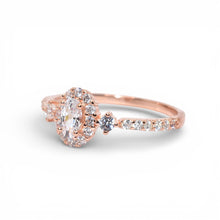 Rose Gold Halo Oval Shape Ring