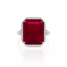 Ruby Coloured Emerald Cut Ring