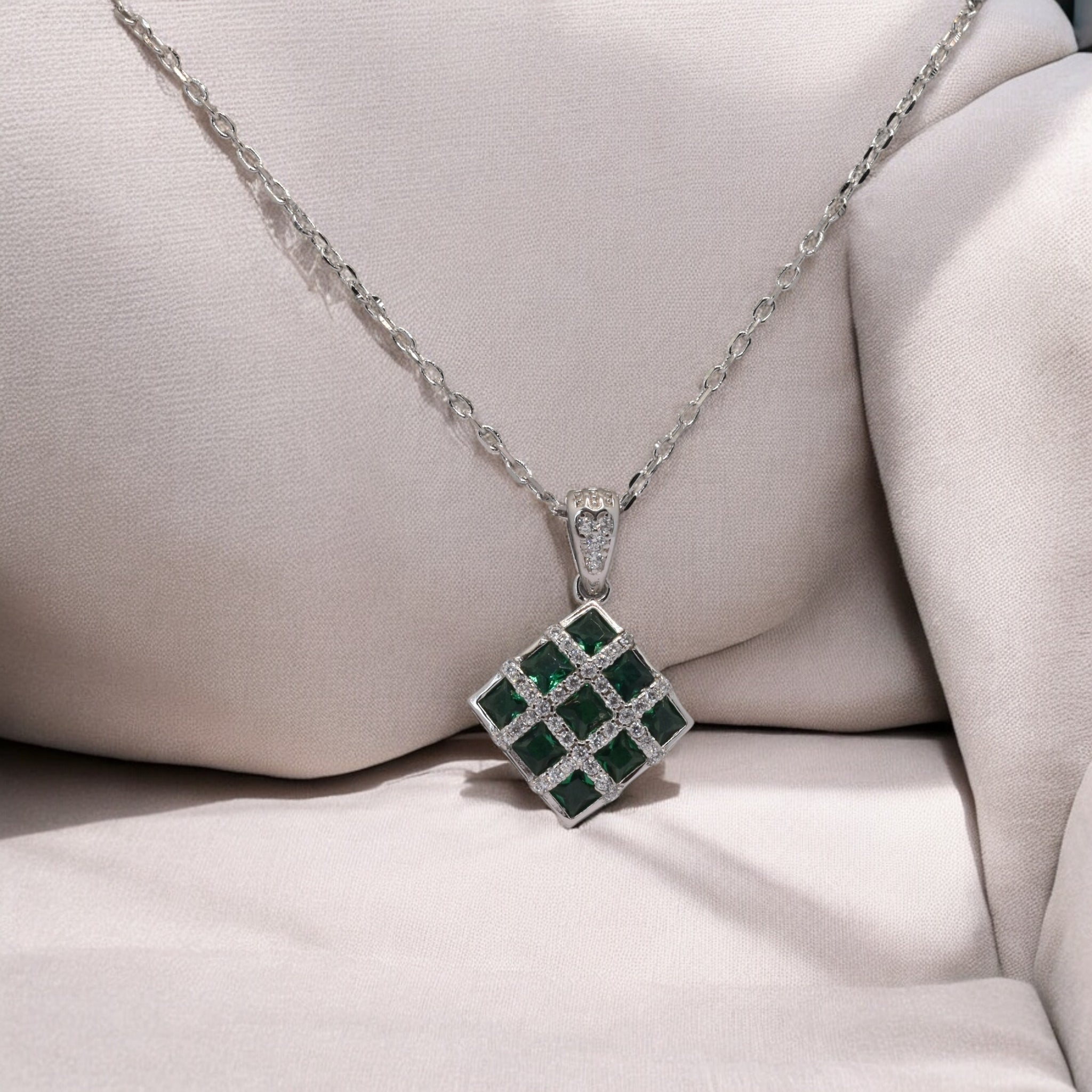 Emerald Coloured Chain Pendant