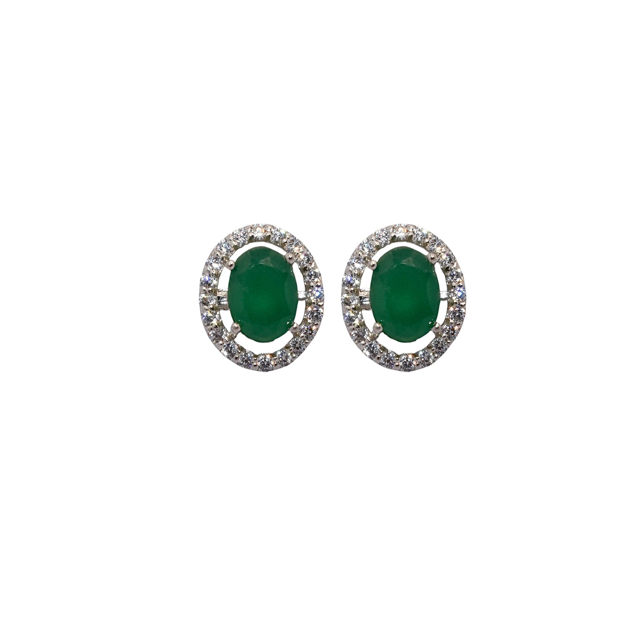 Emerald Coloured Oval Shape Earring