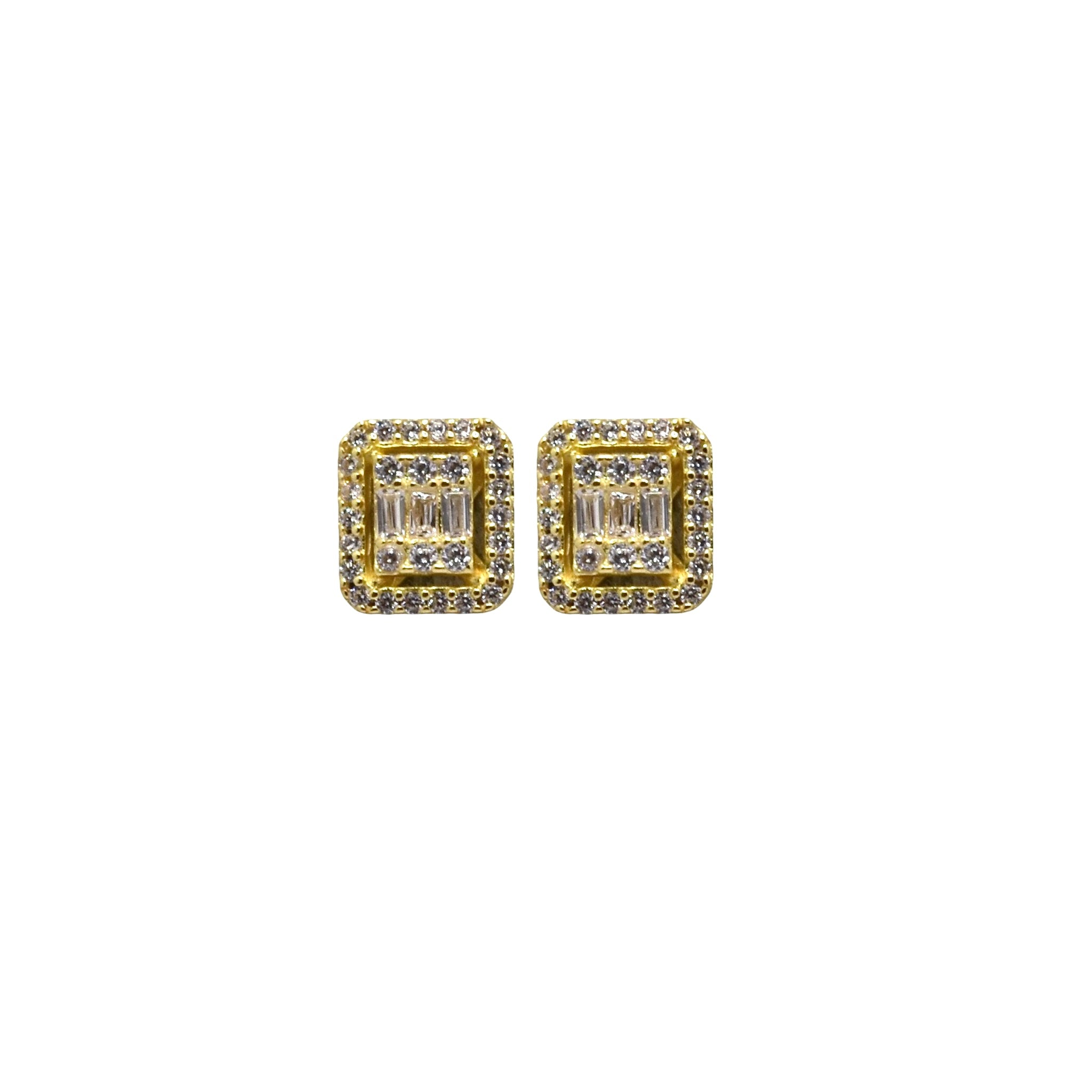 Gold Plating Emerald Cut Earring