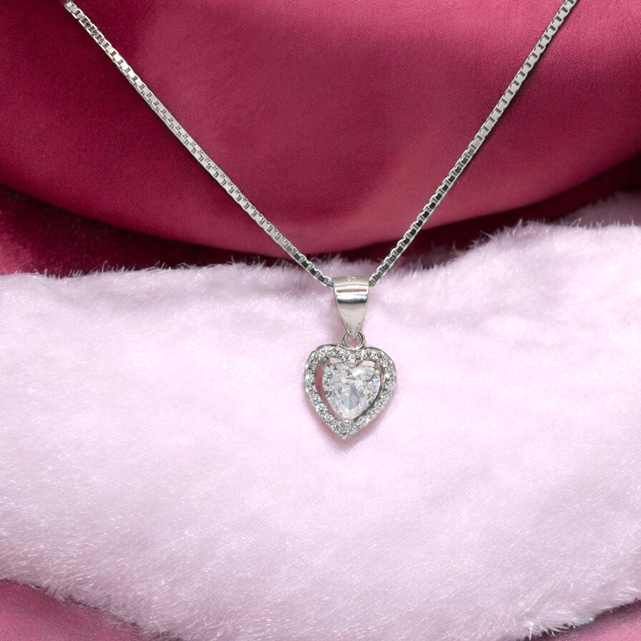 Ice Cut Heart Shape Chain Pendant