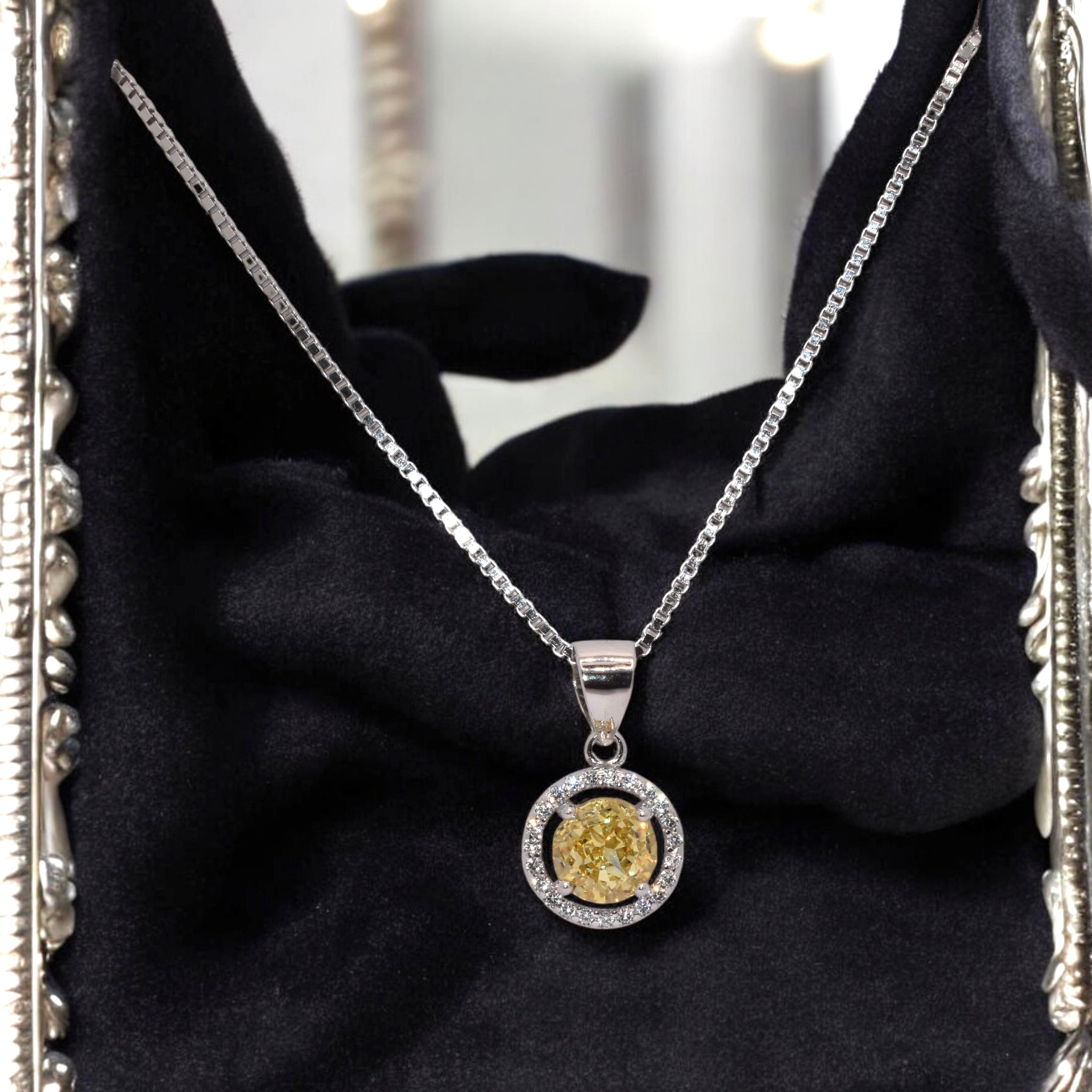 Yellow Coloured Ice Cut Solitaire Chain Pendant