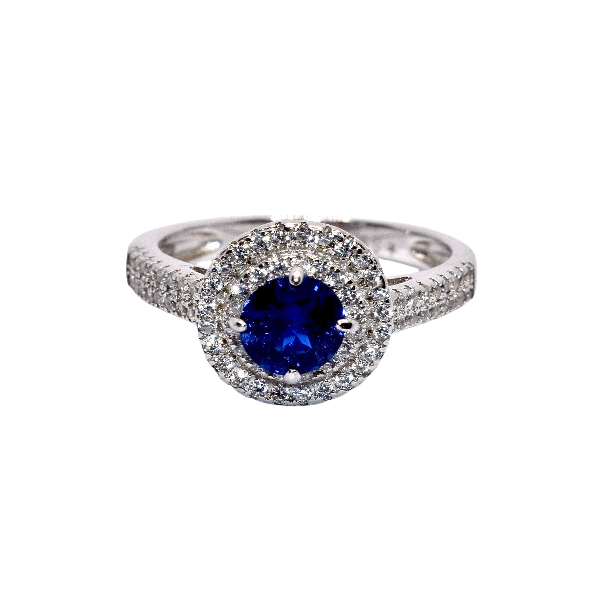 Sapphire Coloured Round Shape Ring