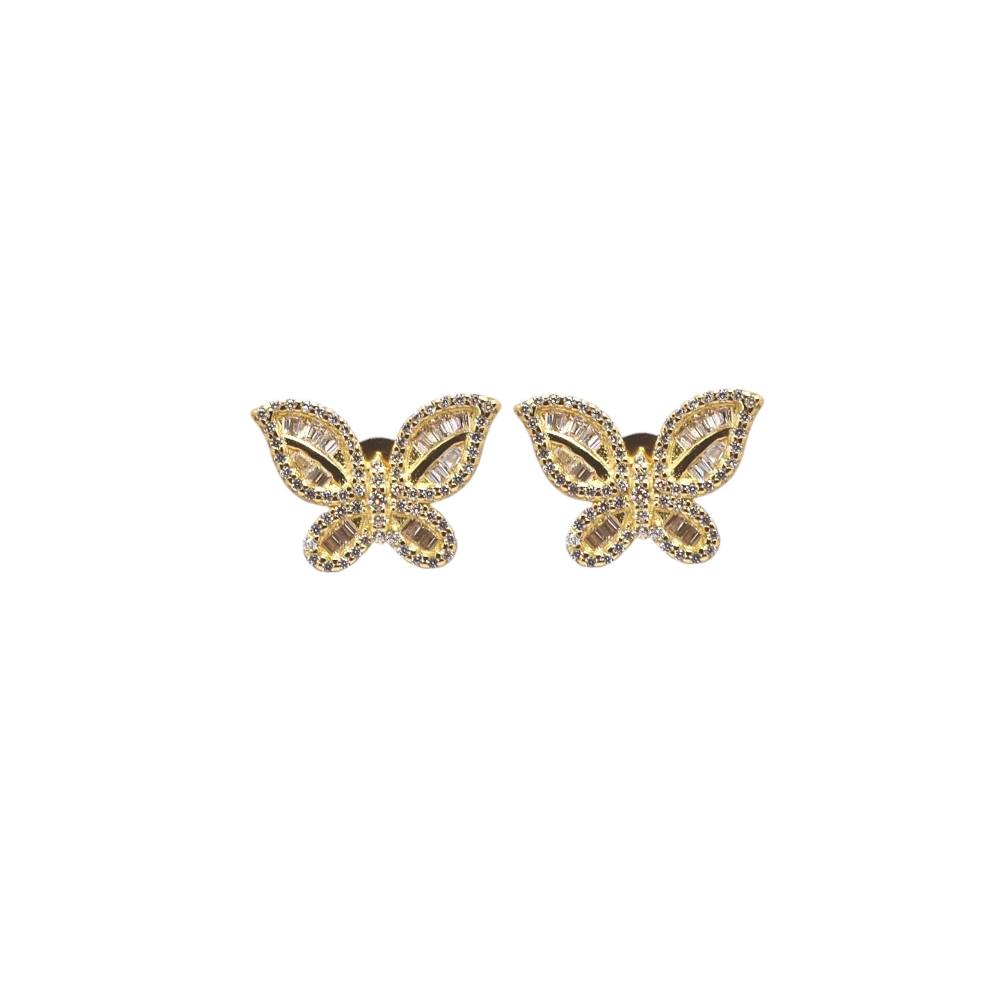 92.5 Silver Gold Plated Butterfly Shape Studs