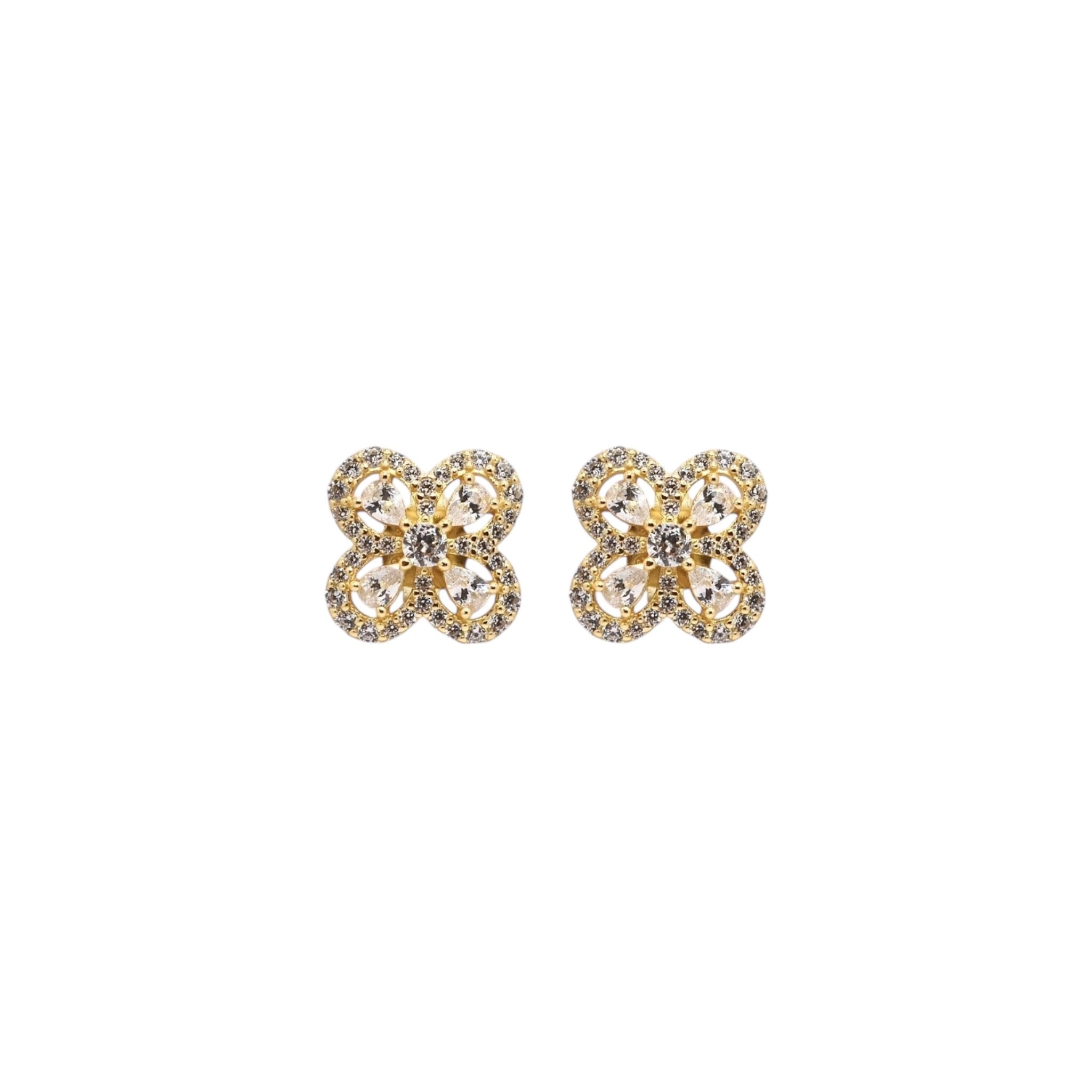 92.5 Silver Gold Plated Flower Shape Studs